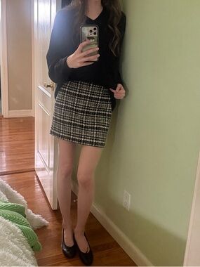 H&M Tweed Plaid Mini Skirt